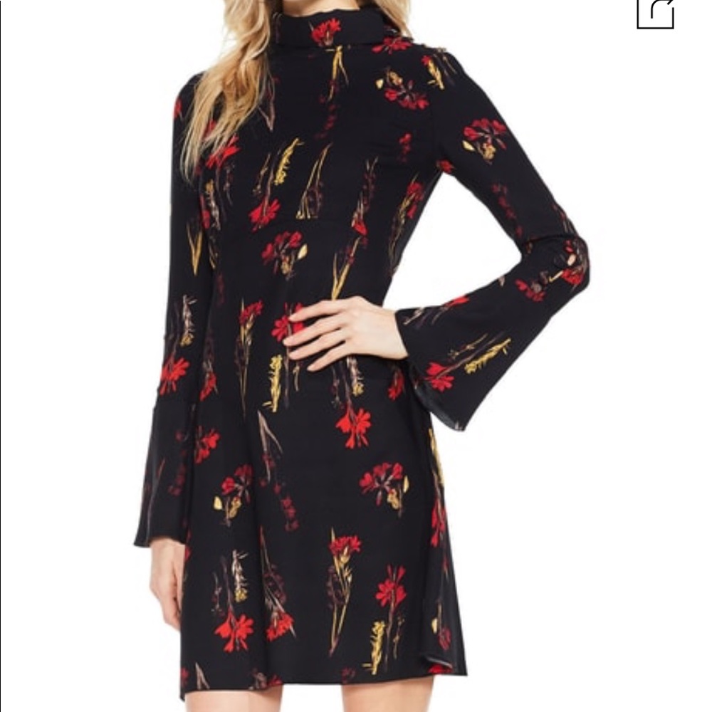 Vince Camuto Foldover Botanical Print Dress